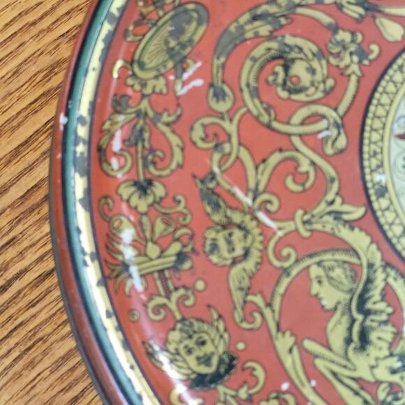 Vintage 1930s Era CANCO round Decorative Glace Fruit Tin Rustic Cottage Decor - Picture 7 of 10